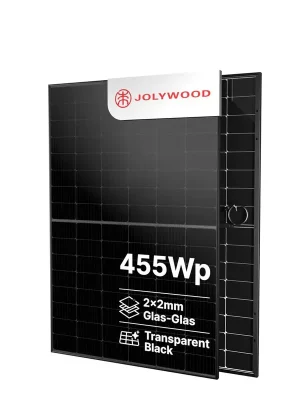 Jolywood 455W Transparent Black PV-Modul – (Bifazial | Glas-Glas) – JW-HD96N-R2 – Solar Panel Finale Aktion